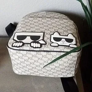 Karl Lagerfeld Monogram Backpack with Cat and Character Karl Lagerfeld Fancy Mini Backpack Cat Heart Black NWT | eBay main image 4